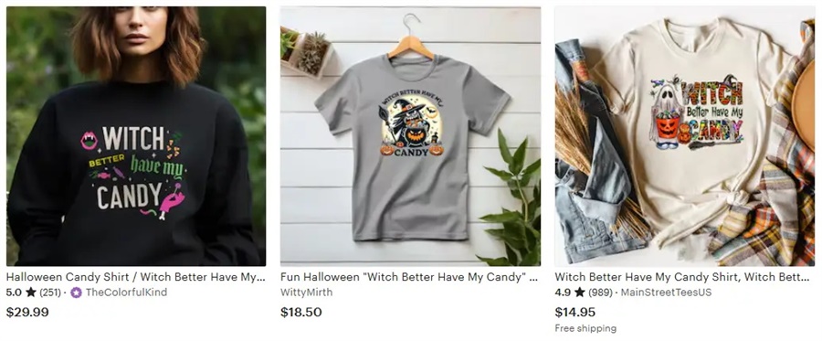 t恤定制萬圣節(jié)元素糖果,女巫