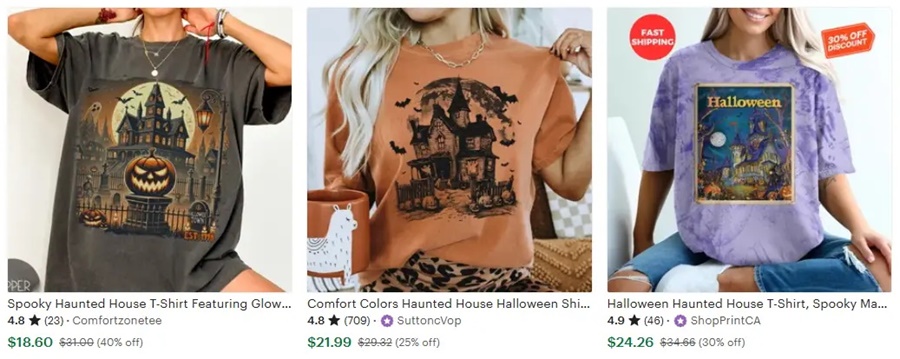 t恤定制萬圣節(jié)元素鬼屋城堡