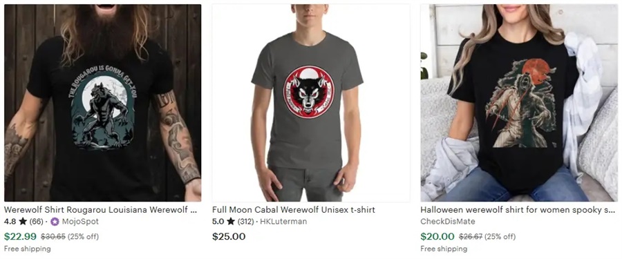 t恤定制萬圣節(jié)元素滿月狼人