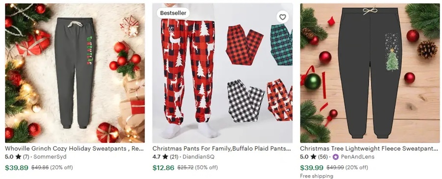 圣誕運動褲家居褲子設計主題之經(jīng)典的圣誕圖標